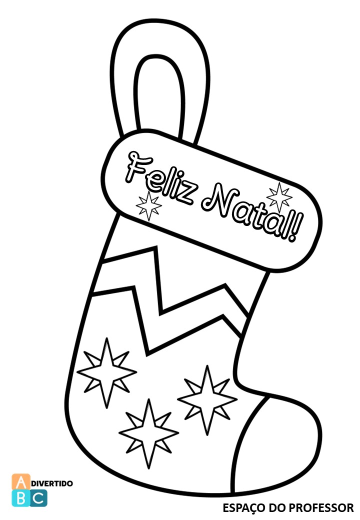 Meia Natalina para Imprimir e Colorir