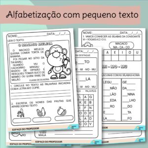 Atividades de Alfabetização com Pequeno Texto em letra M