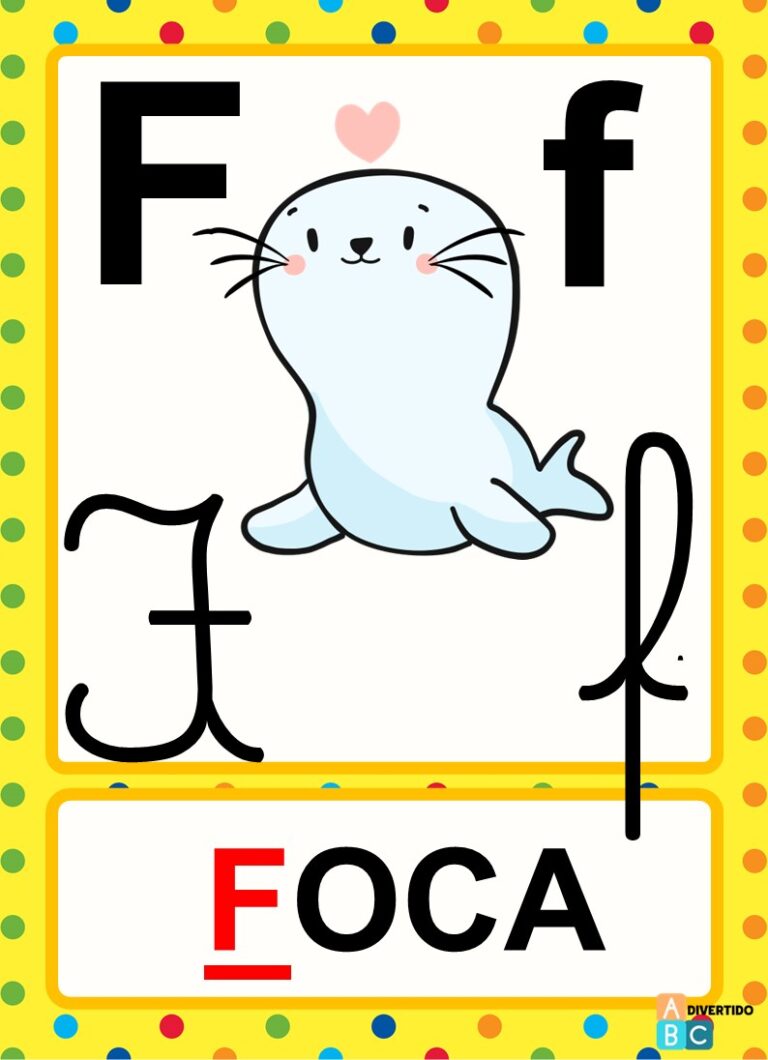 Alfabeto para imprimir em PDF com 4 tipos de letras, desenho e palavra