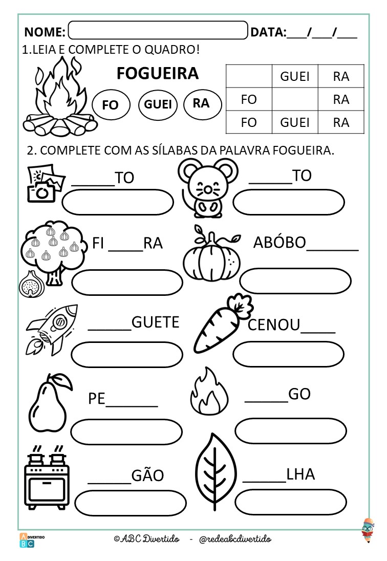 Atividades Festas Juninas: Texto fogueira + atividades