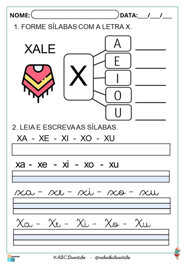 Atividade com a Letra X – Atividade de Alfabetização