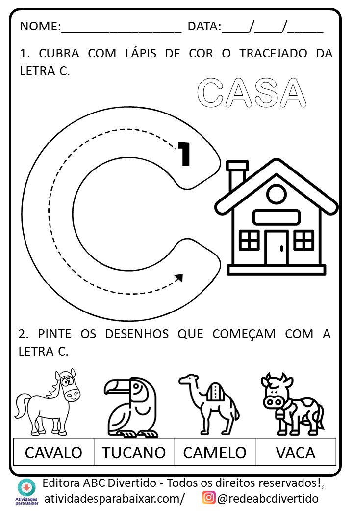 Atividades para maternal letra C para imprimir PDF