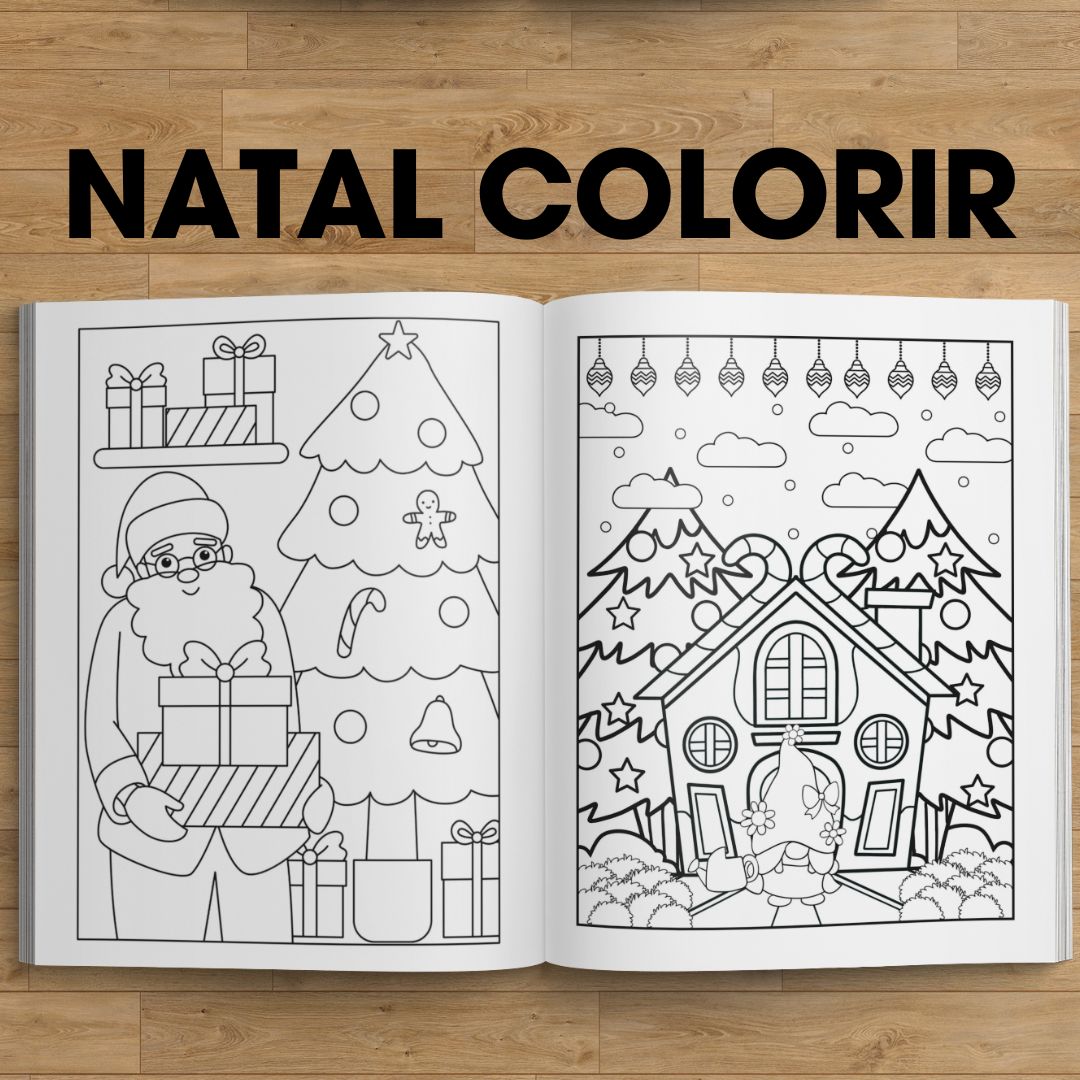 Feliz natal para colorir desenho de página para colorir de arte de linha de  natal para crianças