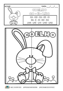 Atividade de Alfabetização Palavra - chave Coelho
