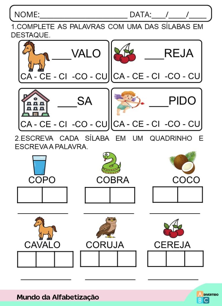 03 Atividades de alfabetização para trabalhar a letra C