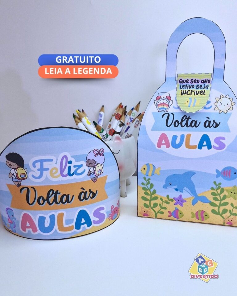 Caixinha Lembrancinha e Coroa Volta às Aulas com o Tema  Fundo do Mar