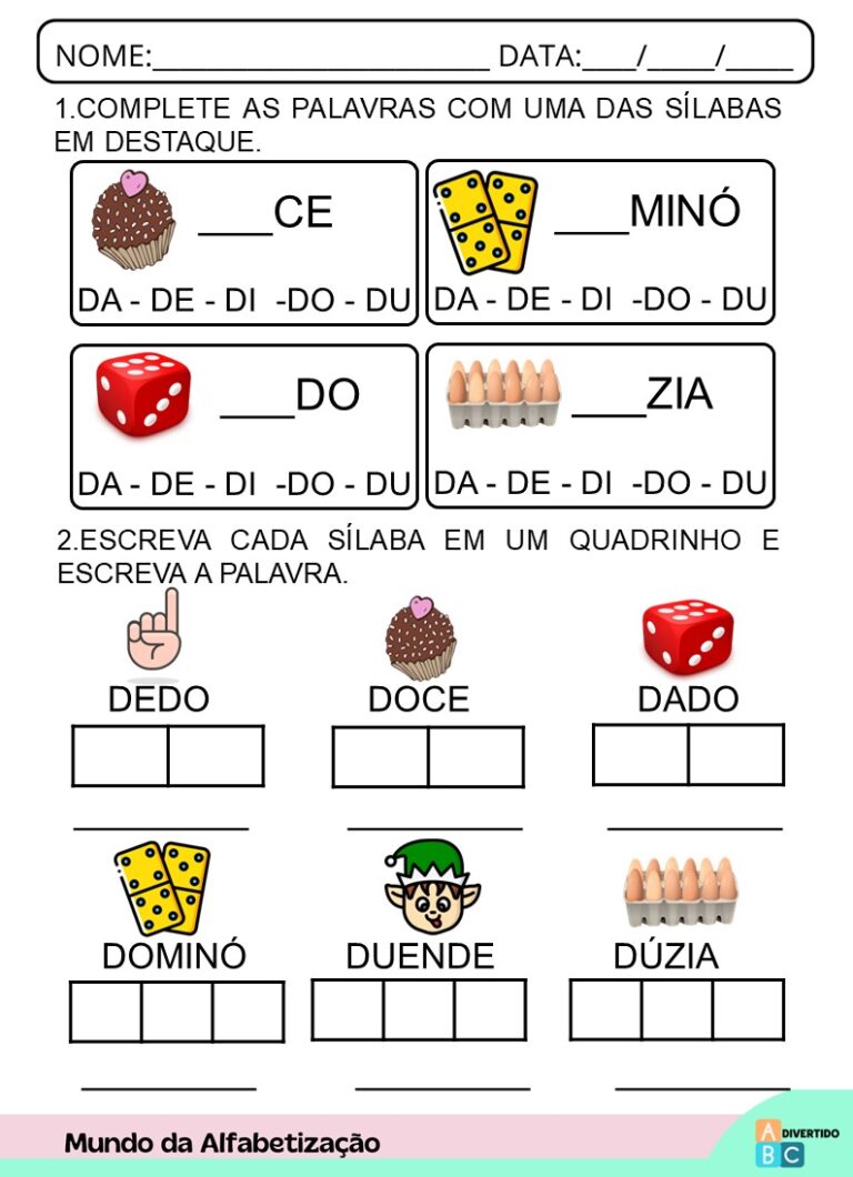 03 Atividades de alfabetização para trabalhar a letra D