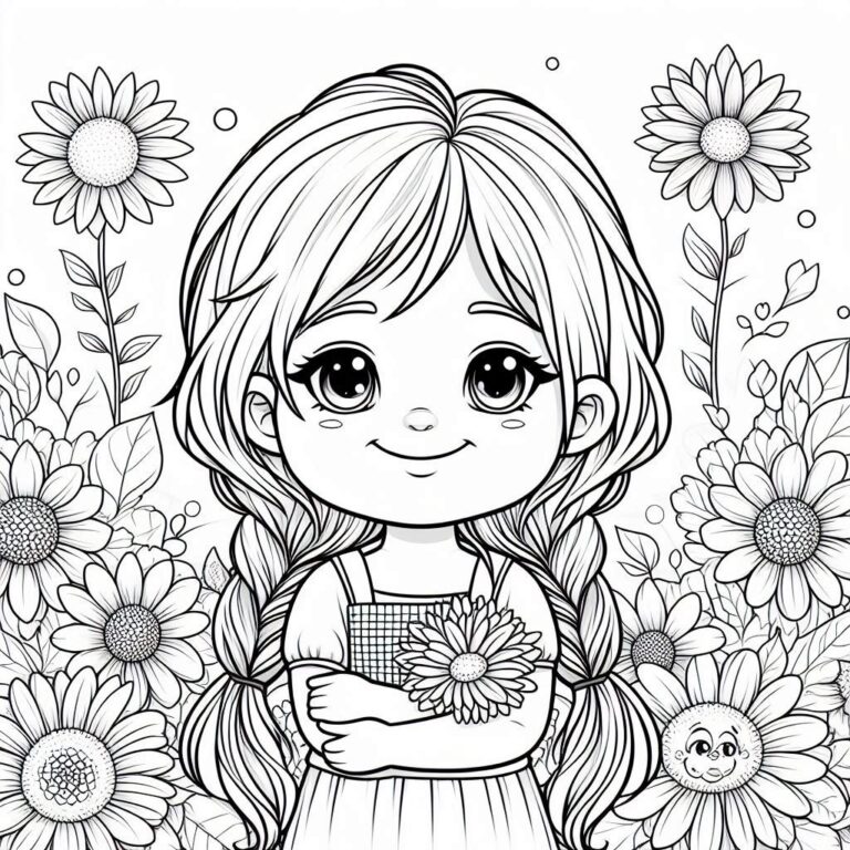 Lindos desenhos para colorir meninas primavera