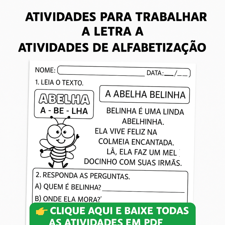 Atividades para trabalhar a letra A: atividades de alfabetização