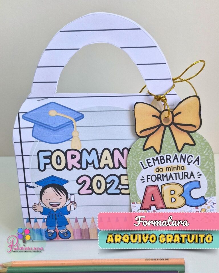 Lembrancinha de Formatura Infantil  – Arquivo Grátis para Imprimir