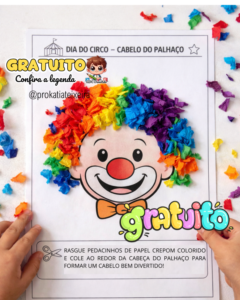 Cabelo do Palhaço com Papel Crepom - Circo