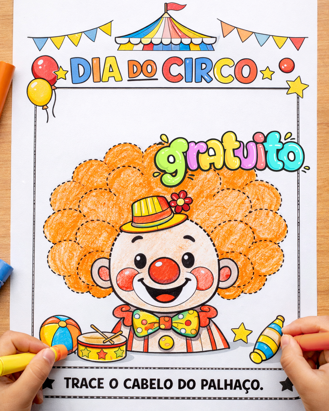Atividade Dia do Circo para Educação Infantil – Trace o Cabelo do ...