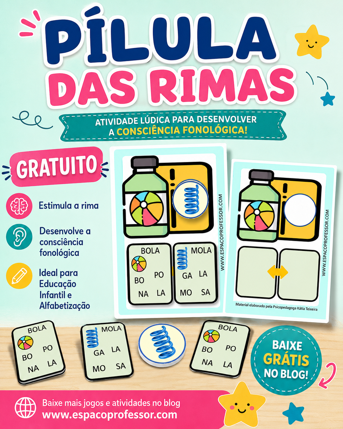 Apostila Jogo de Alfabetização para trabalhar rimas em PDF Grátis