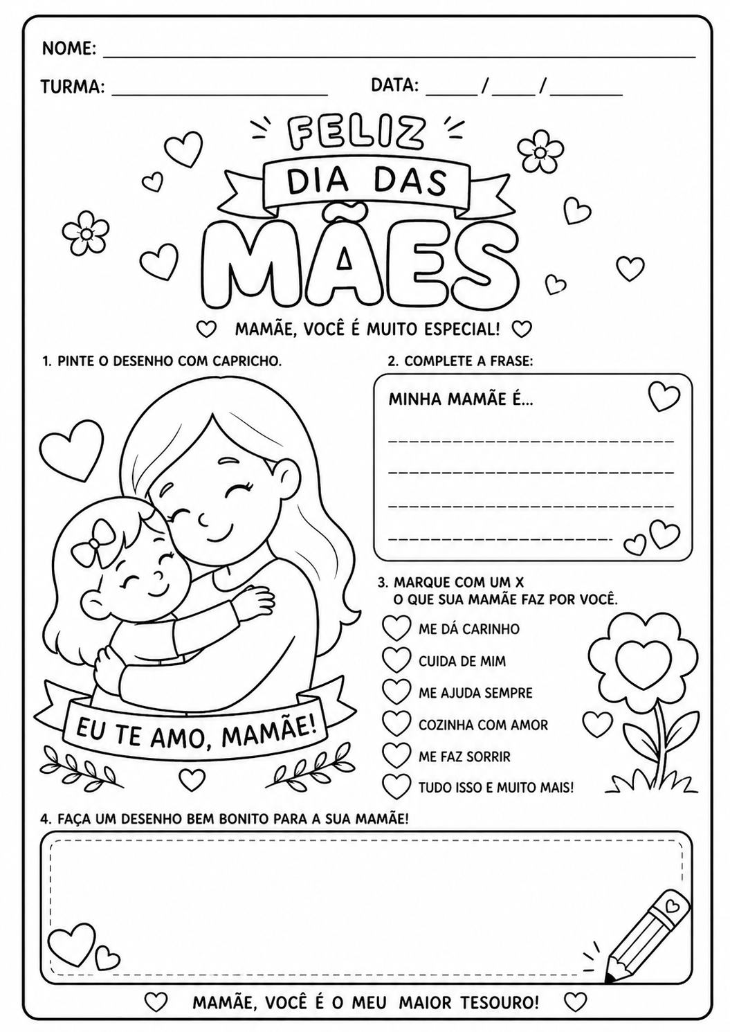 Atividade Dia das Mães para Imprimir – Feliz Dia das Mães