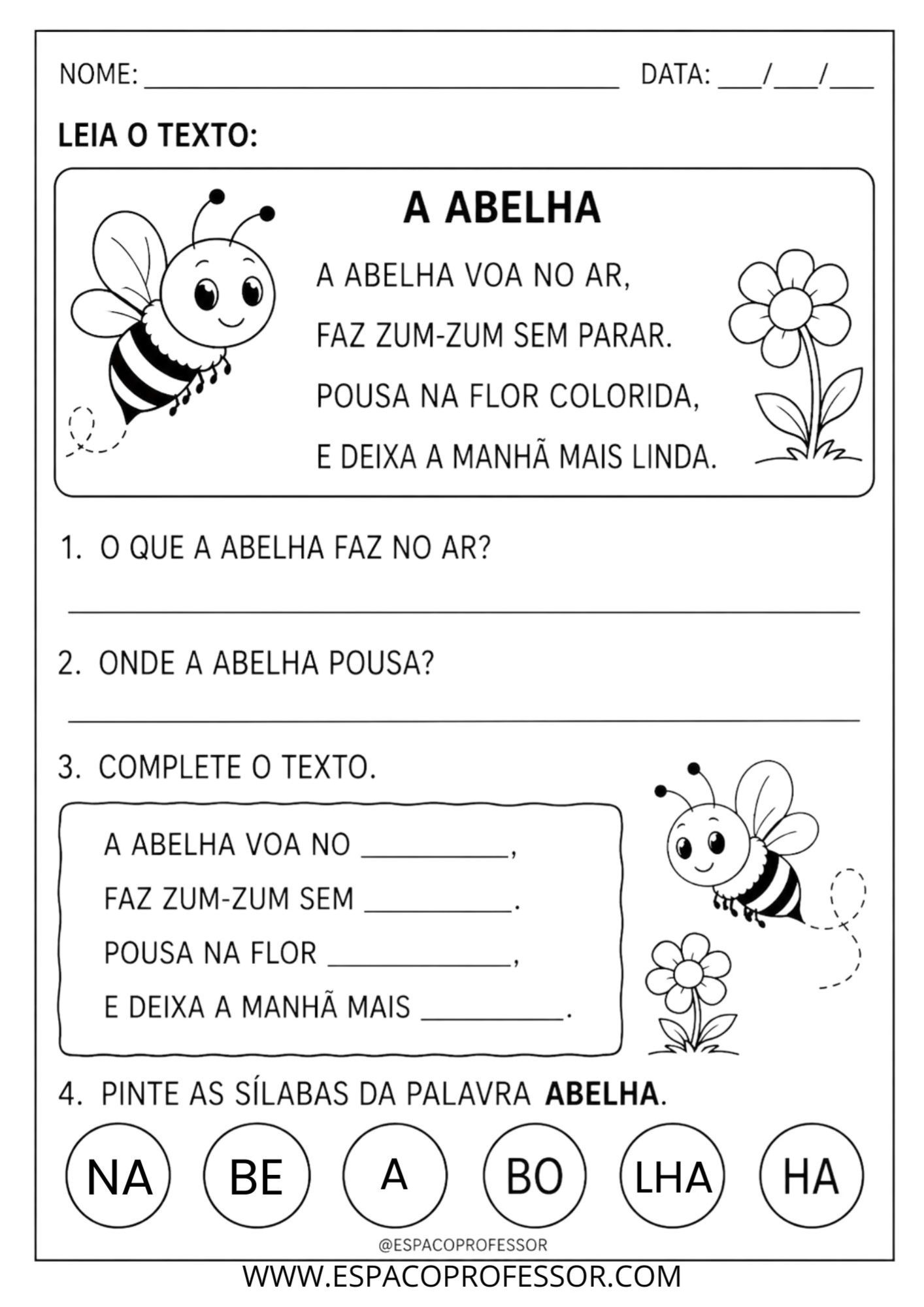 Atividade de Alfabetização 1º Ano Português Letra A