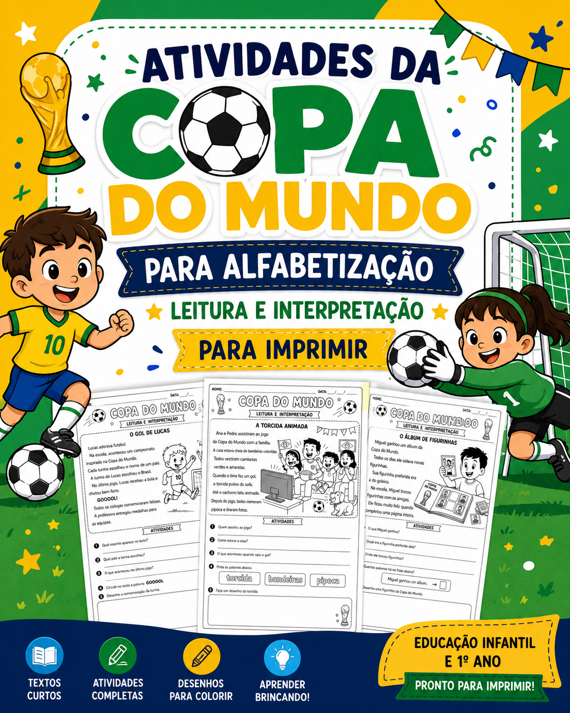 Atividades da Copa do Mundo para Alfabetização – Leitura e Interpretação para Imprimir
