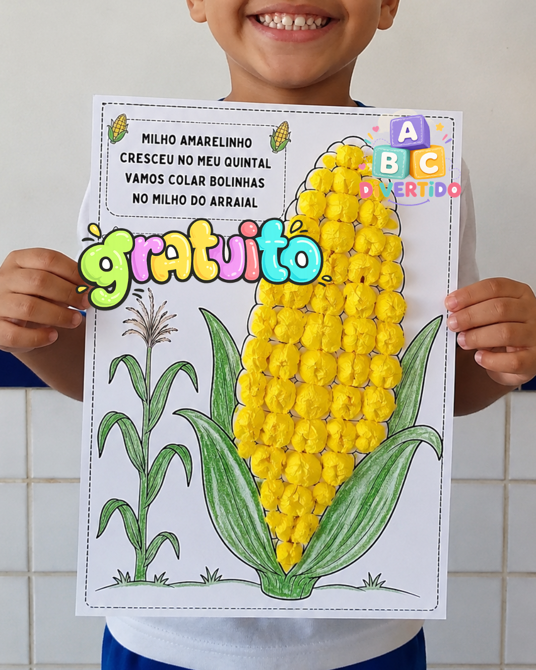 Atividade Junina de Colagem – Milho com Papel Crepom