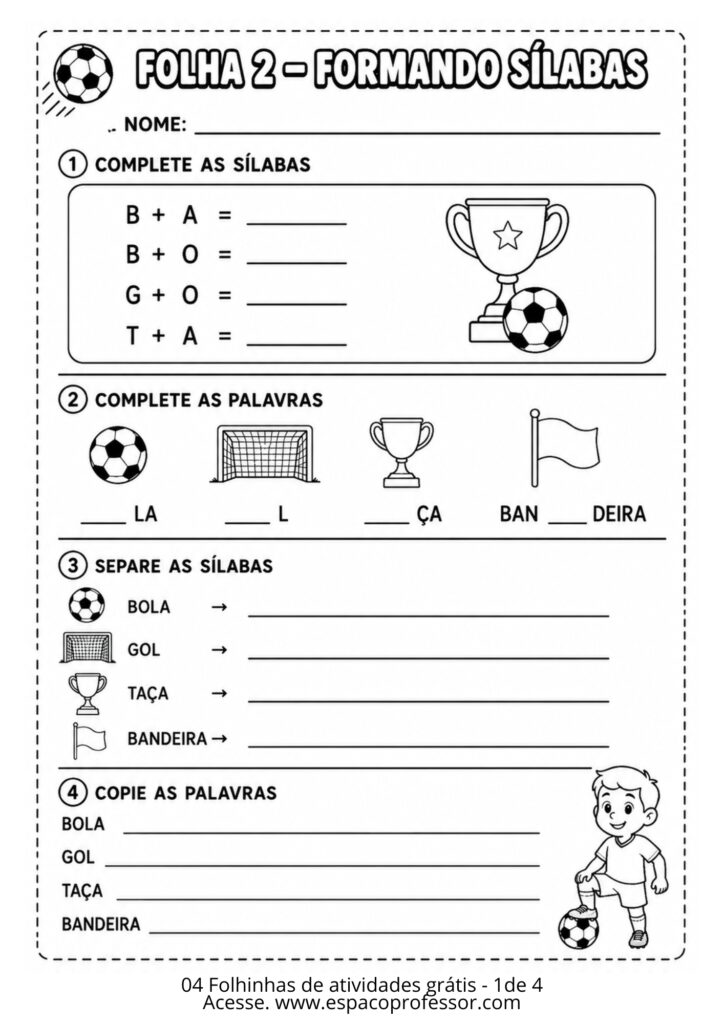Atividades de Alfabetização com o Tema Copa do Mundo 2026