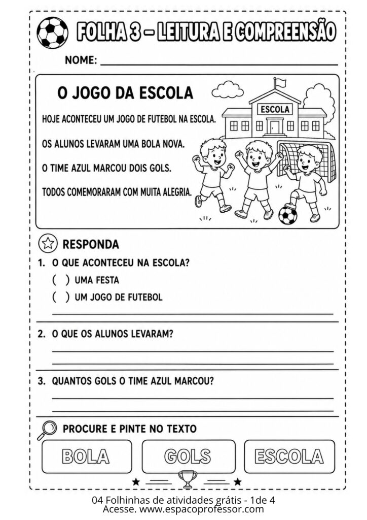 Atividades de Alfabetização com o Tema Copa do Mundo 2026