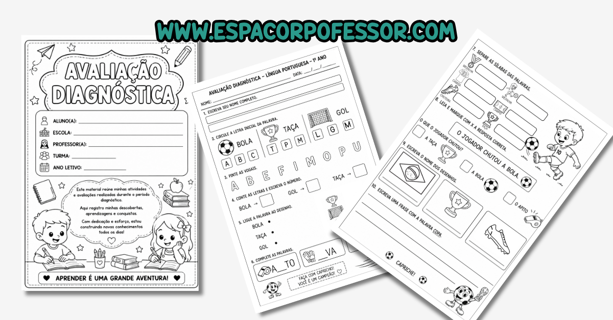 Avaliação Diagnóstica 1º Ano Língua Portuguesa PDF Grátis – Tema Copa do Mundo
